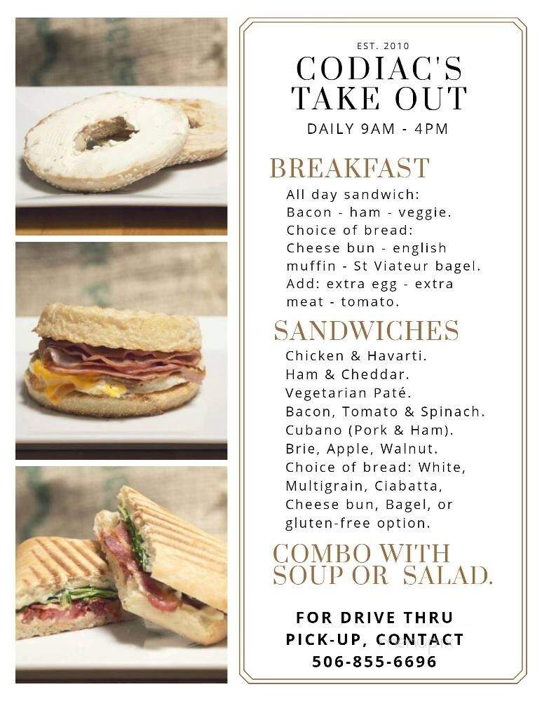 Cafe Codiac - Moncton, NB menu_pic