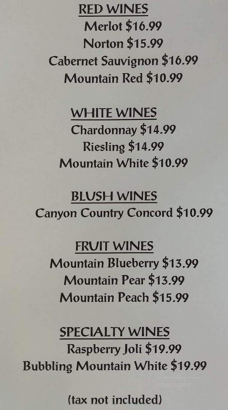 Oregon Hill Winery - Morris, PA menu_pic