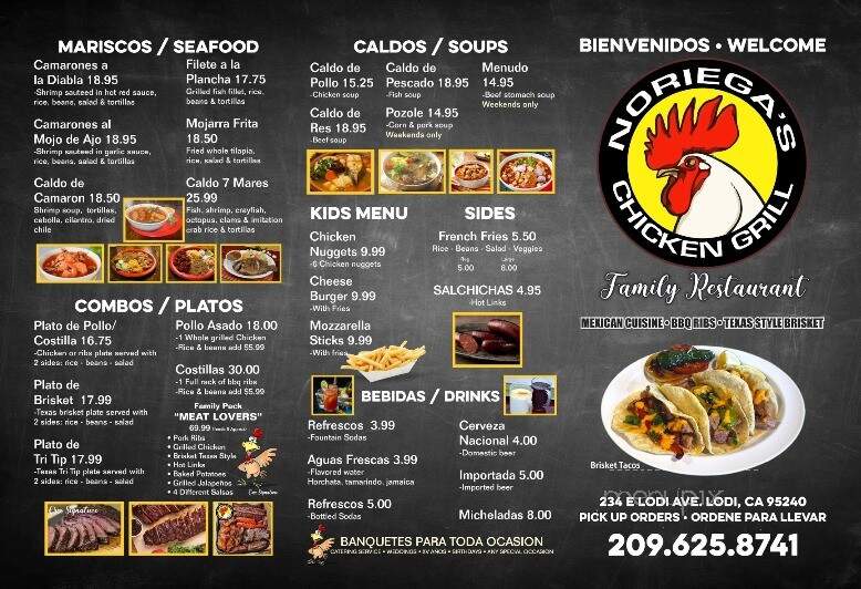 Noriega's Chicken Grill Family Restaurant - Lodi, CA menu_pic