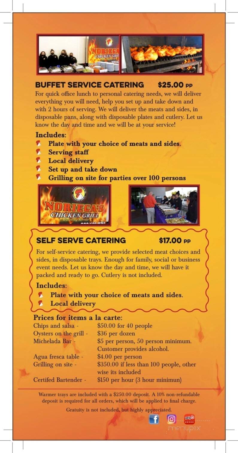 Noriega's Chicken Grill Family Restaurant - Lodi, CA menu_pic