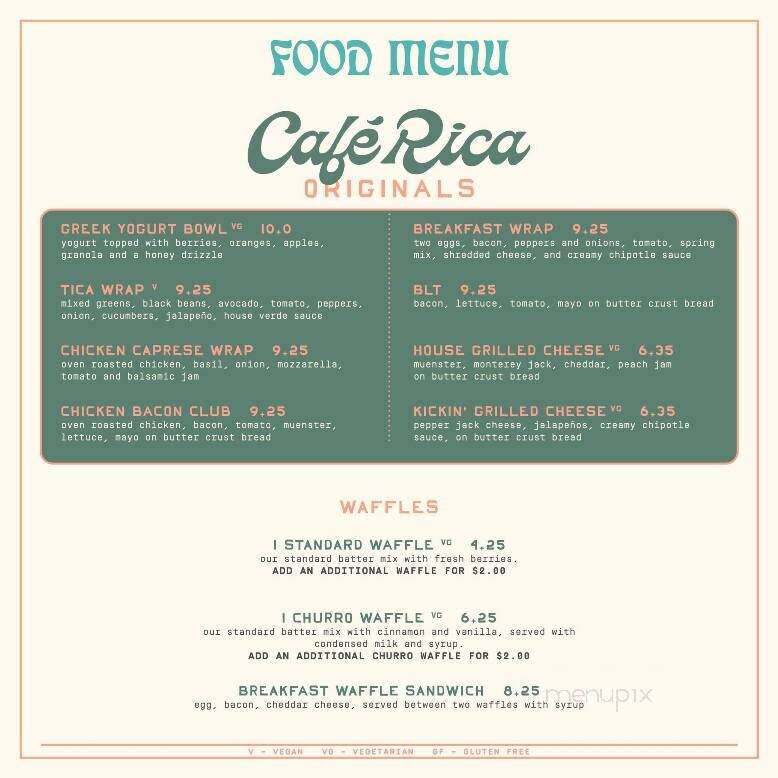 Cafe Rica - Battle Creek, MI menu_pic