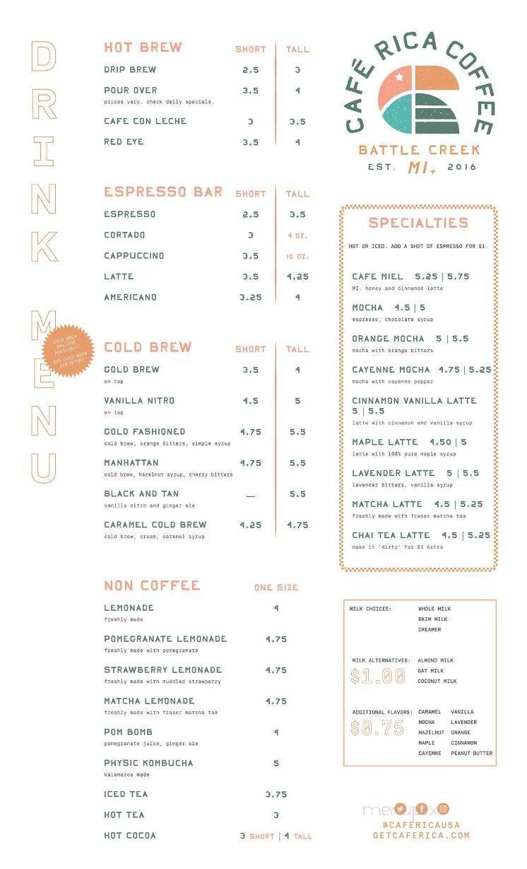 Cafe Rica - Battle Creek, MI menu_pic