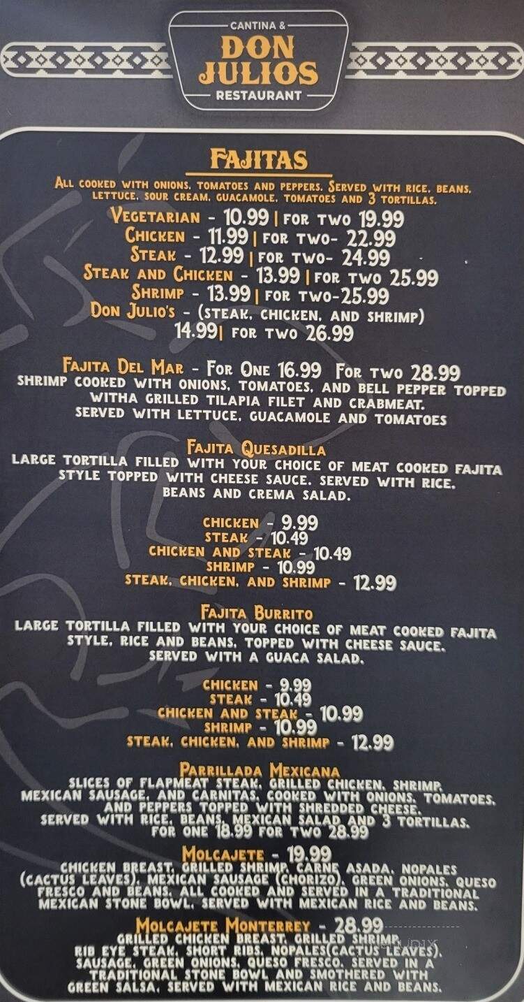 Don Julio's Mexican restaurant - Tifton, GA menu_pic