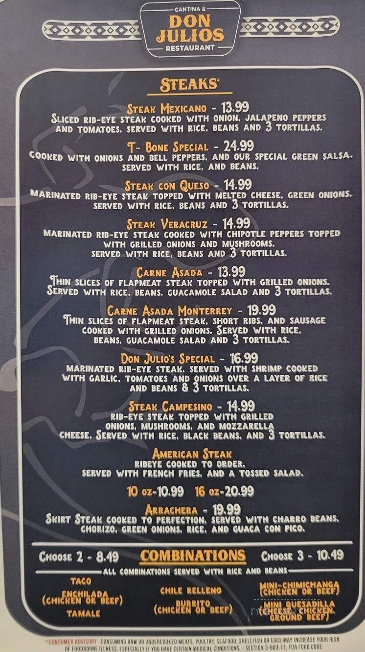 Don Julio's Mexican restaurant - Tifton, GA menu_pic