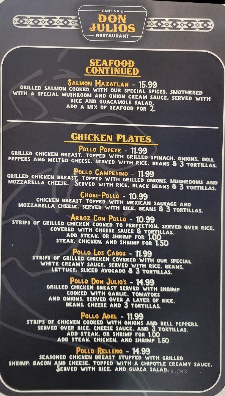 Don Julio's Mexican restaurant - Tifton, GA menu_pic