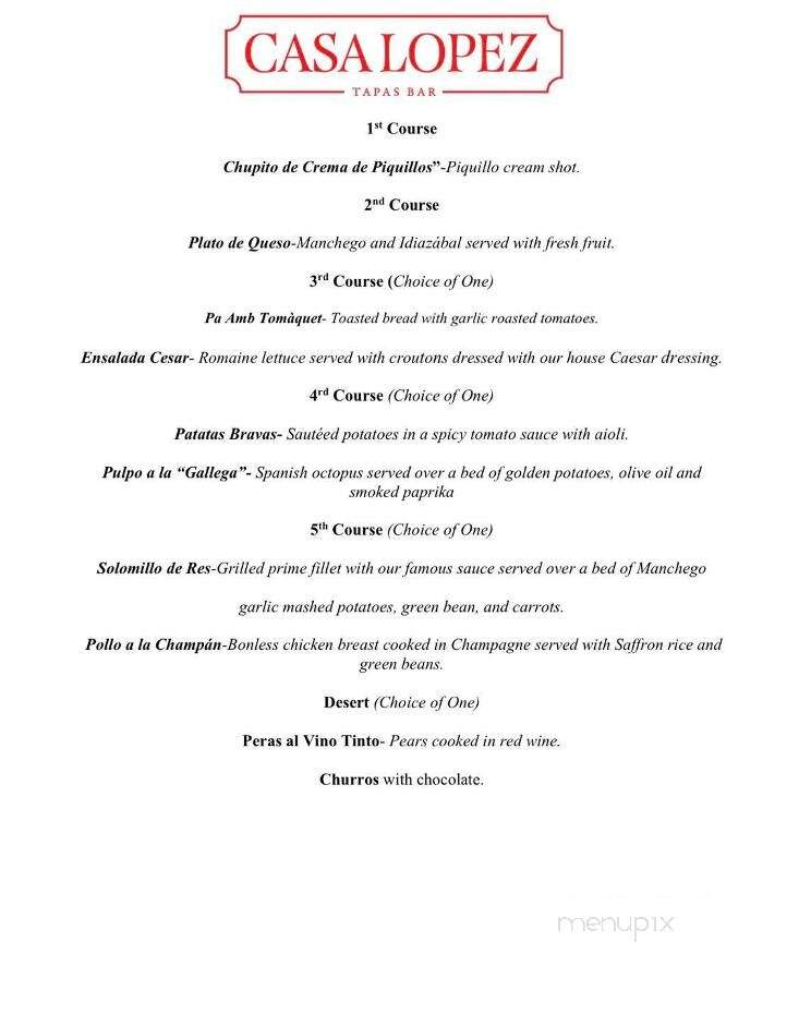 Casa Lopez Tapas Bar - Laredo, TX menu_pic