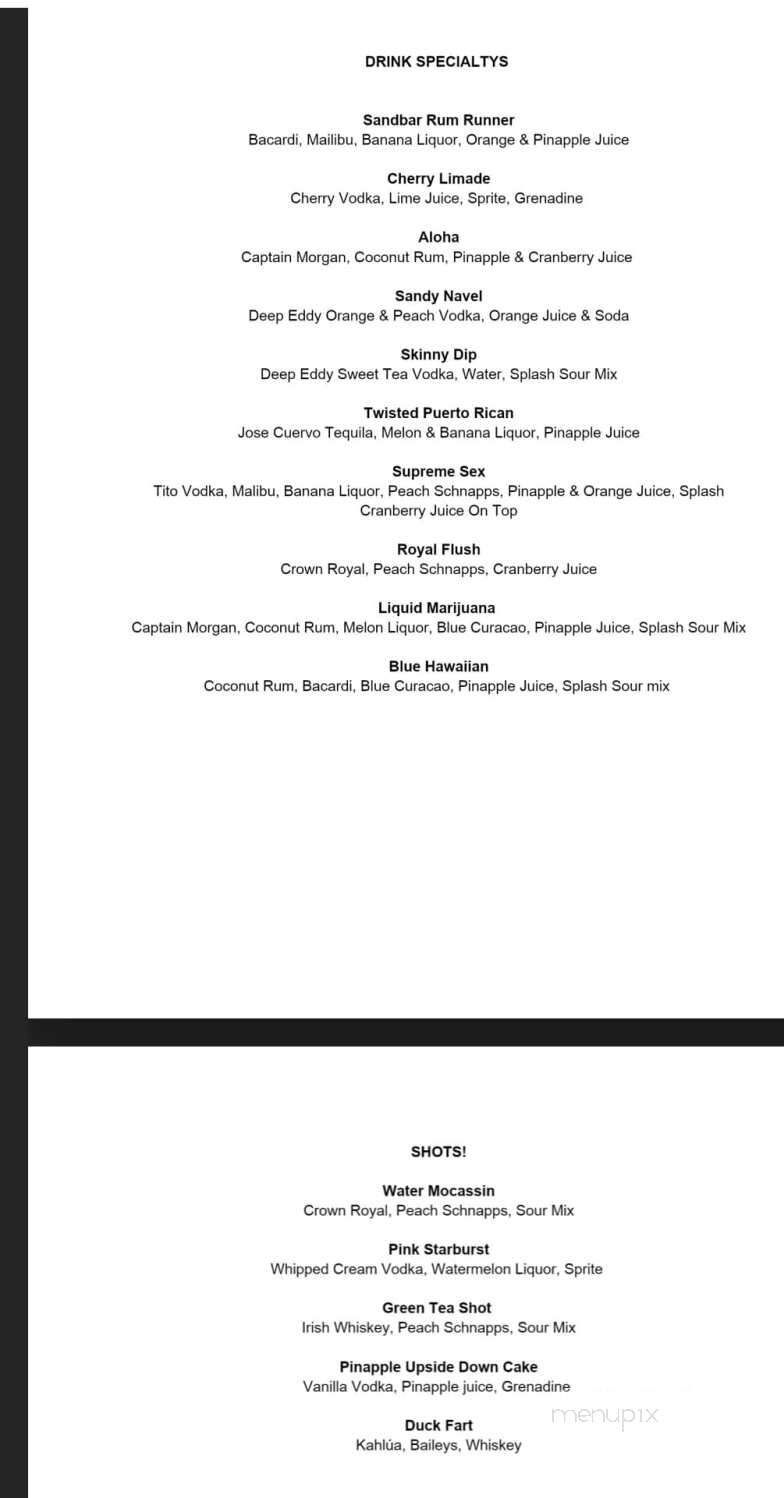 Sand Bar & Grille - Hiawassee, GA menu_pic
