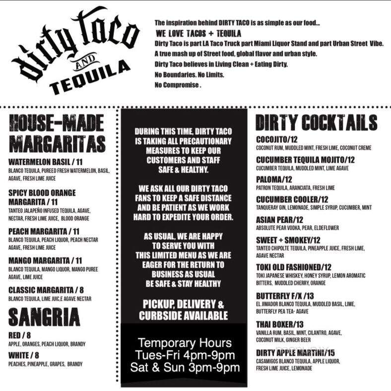 Dirty Taco + Tequila - Rockville Centre, NY menu_pic