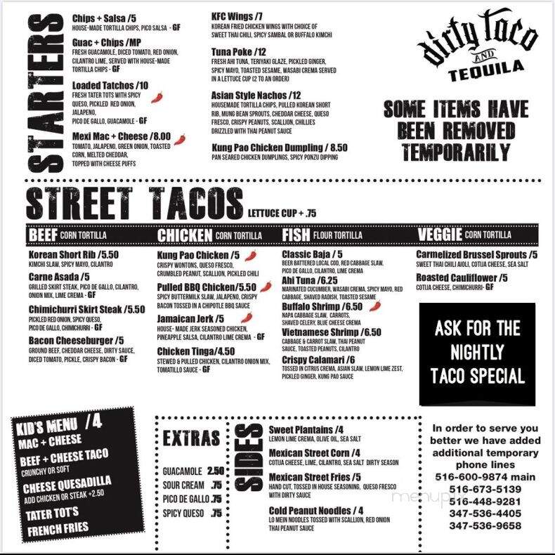 Dirty Taco + Tequila - Rockville Centre, NY menu_pic