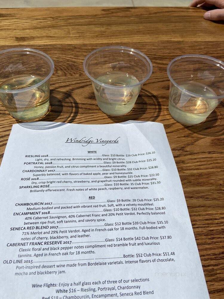 Windridge Vineyards - Darnestown, MD menu_pic