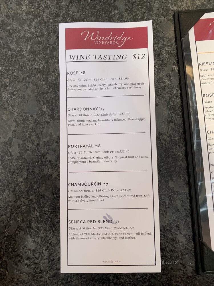 Windridge Vineyards - Darnestown, MD menu_pic
