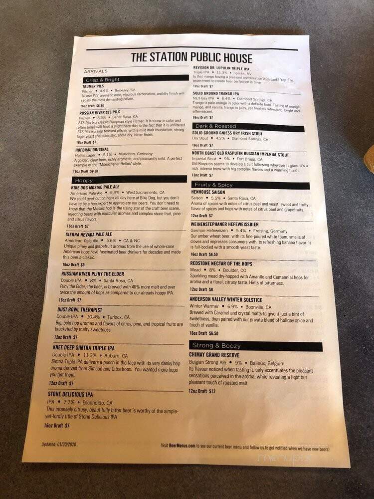 The Station Public House - Auburn, CA menu_pic