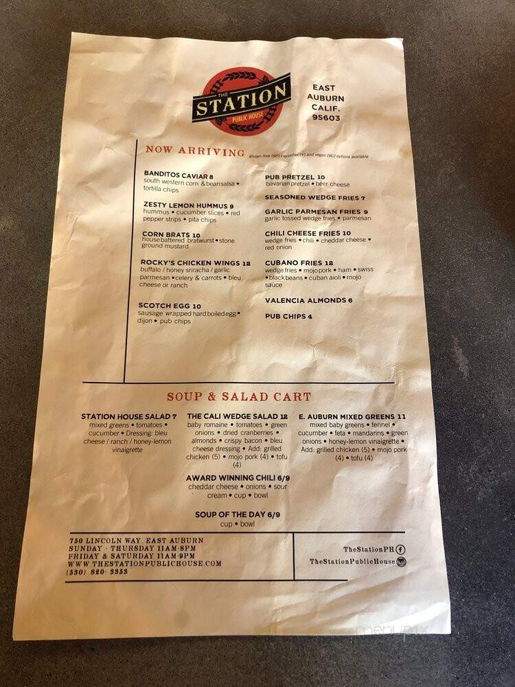 The Station Public House - Auburn, CA menu_pic