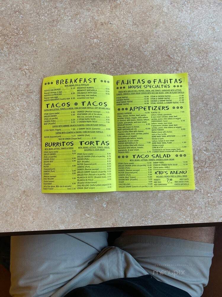 Fajitas Mexican Restaurant - Crestwood, IL menu_pic