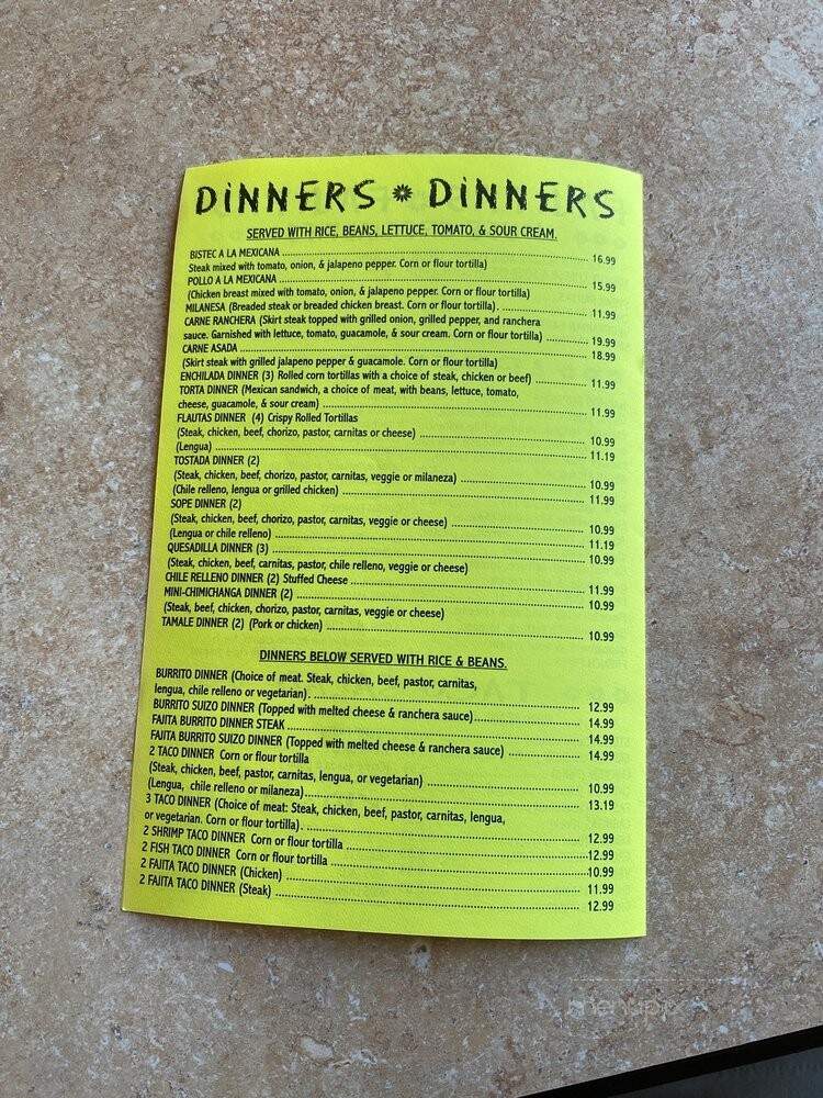 Fajitas Mexican Restaurant - Crestwood, IL menu_pic