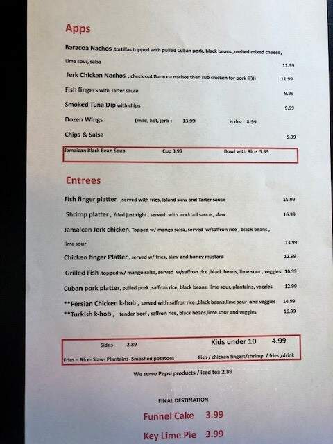 Calypso Bar and Grill - Foley, AL menu_pic