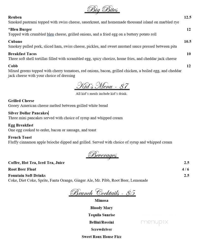 Sweet Roux - Culpeper, VA menu_pic