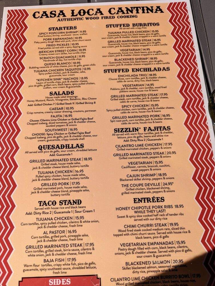 Casa Loca Cantina - Westwood, MA menu_pic