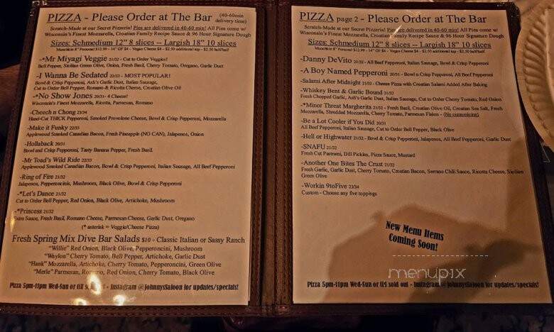 Johnny's Secret Pizzeria - Huntington Beach, CA menu_pic