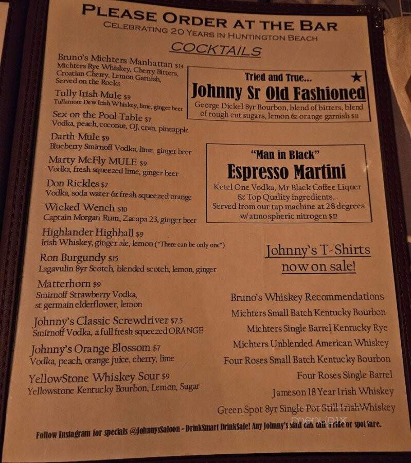 Johnny's Secret Pizzeria - Huntington Beach, CA menu_pic