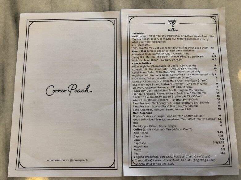 Corner Peach - Ottawa, ON menu_pic