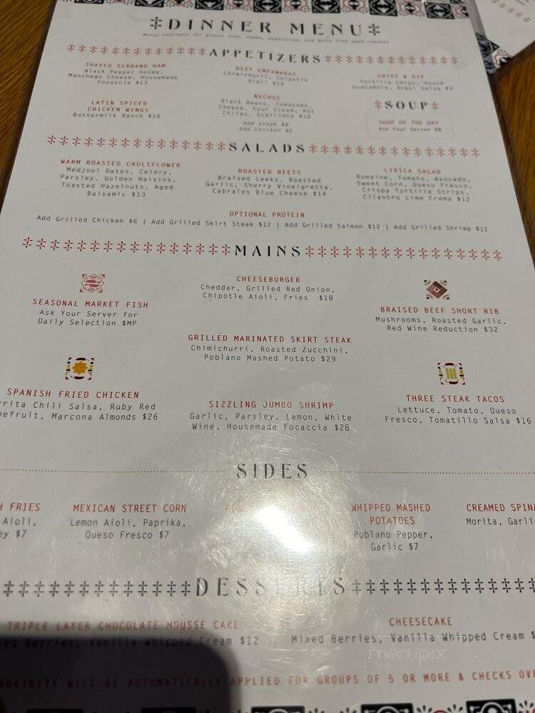 Lirica - Chicago, IL menu_pic