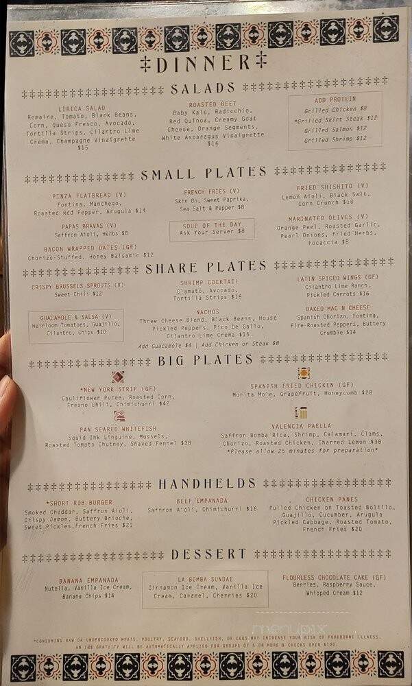 Lirica - Chicago, IL menu_pic