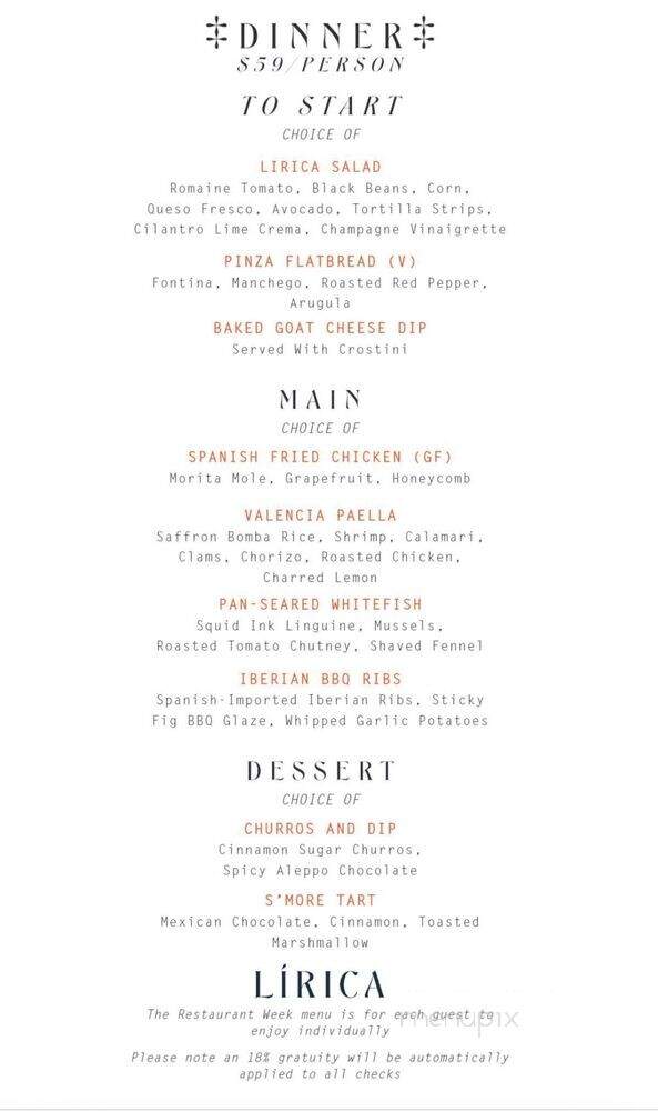 Lirica - Chicago, IL menu_pic