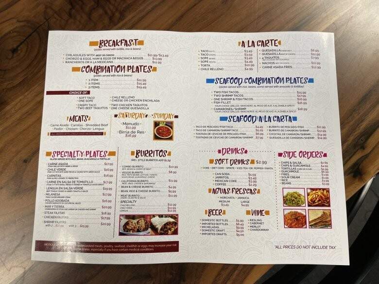 Mi Tierra Mexican Food - Corona, CA menu_pic