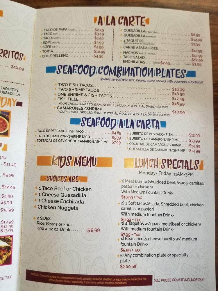 Mi Tierra Mexican Food - Corona, CA menu_pic