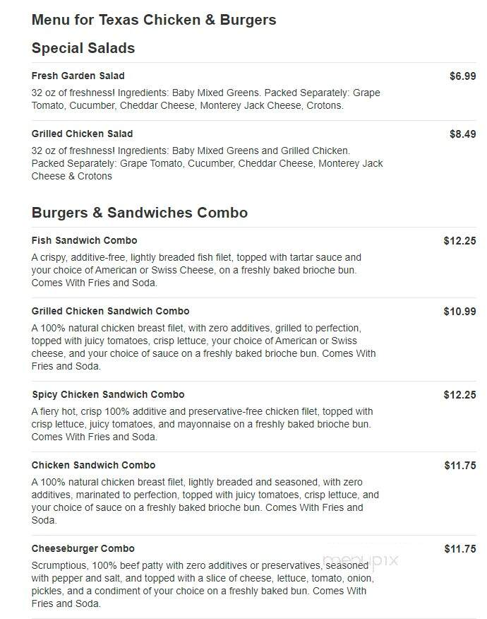 Texas Chicken & Burgers - Levittown, PA menu_pic