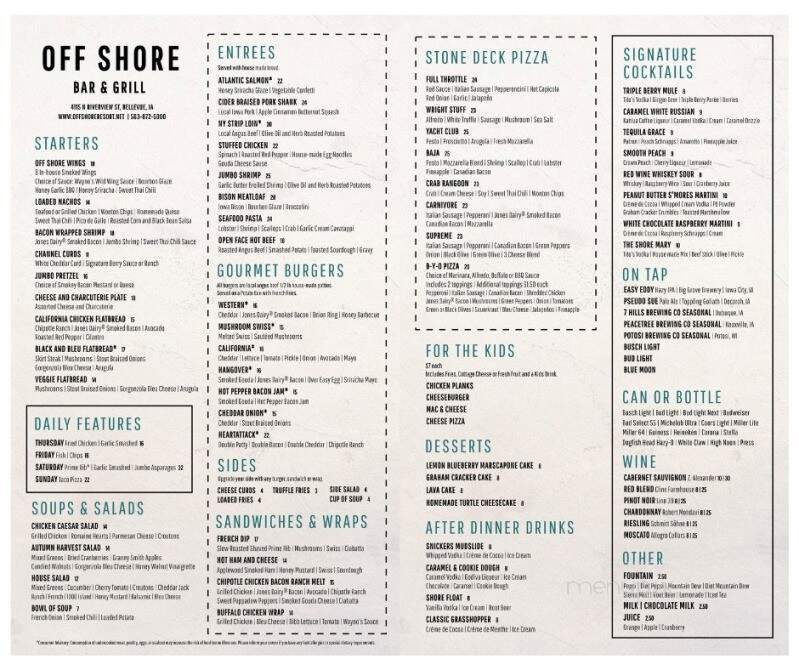 Off Shore Bar & Grill - Bellevue, IA menu_pic