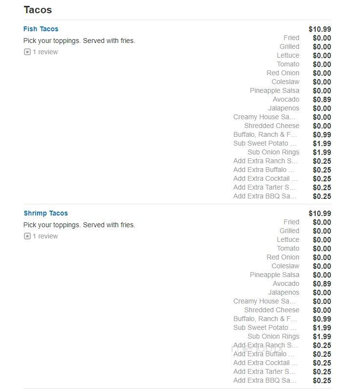 Piggybacks BBQ & Catfish - Lake City, SC menu_pic