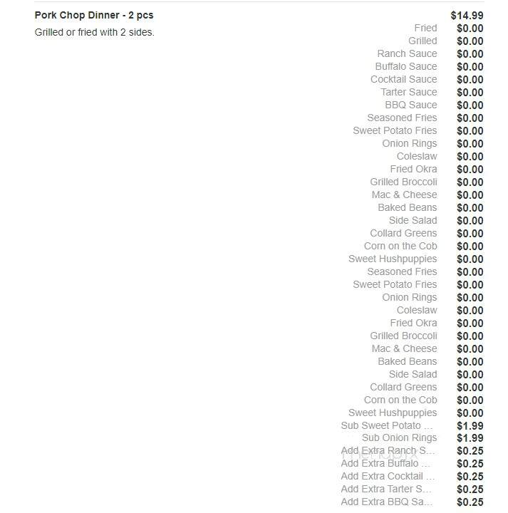Piggybacks BBQ & Catfish - Lake City, SC menu_pic