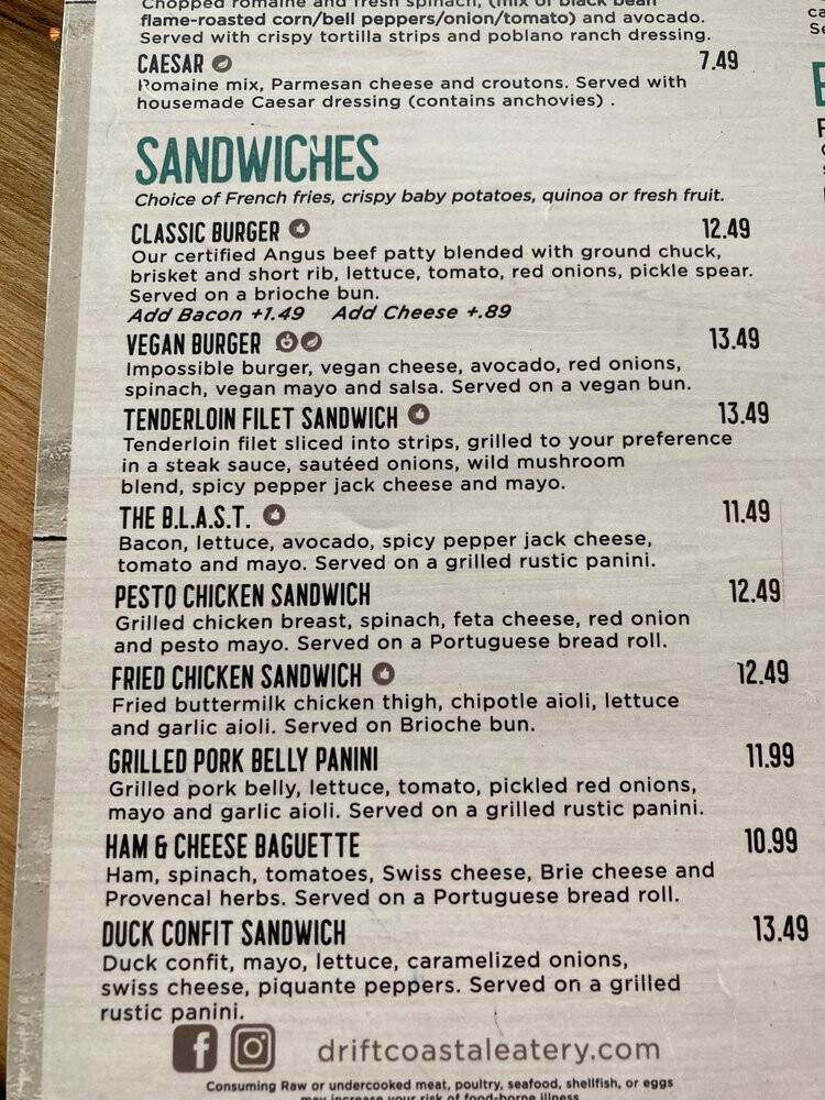 Drift - Myrtle Beach, SC menu_pic