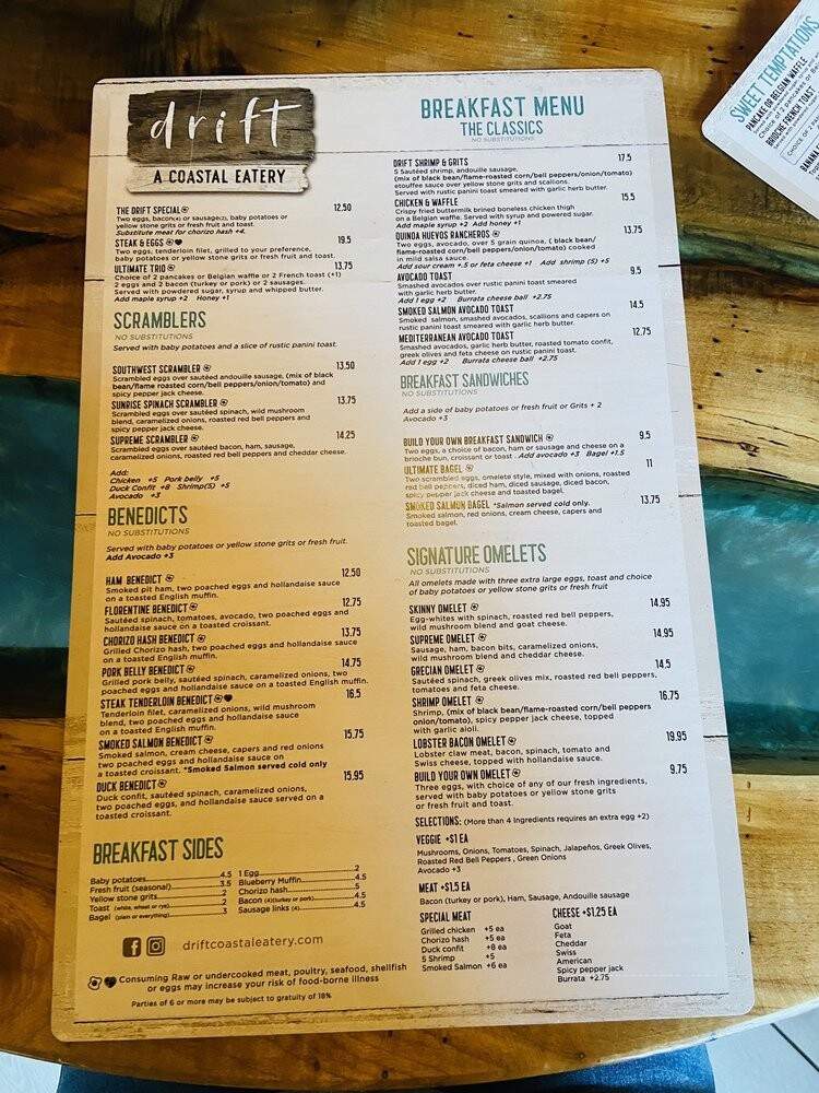 Drift - Myrtle Beach, SC menu_pic