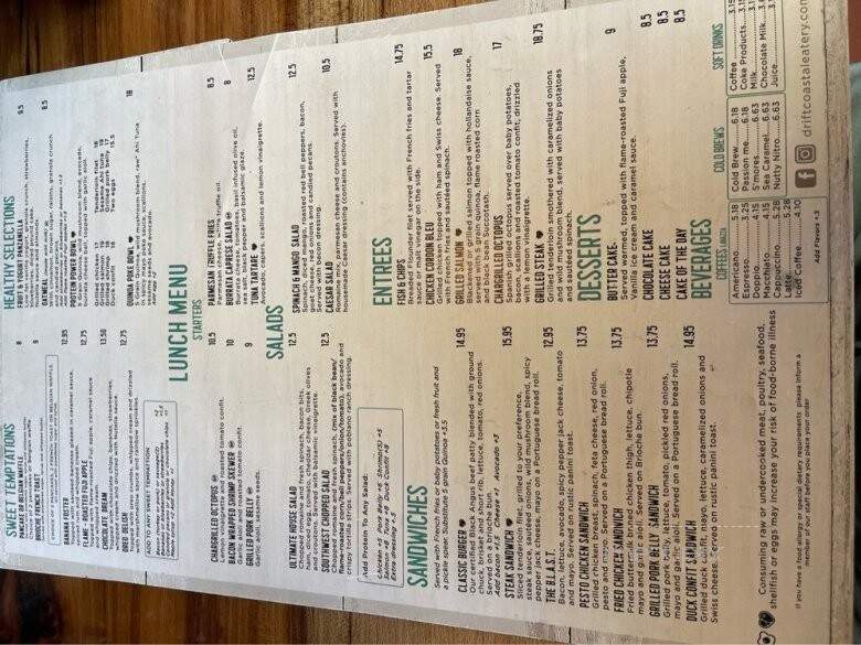 Drift - Myrtle Beach, SC menu_pic