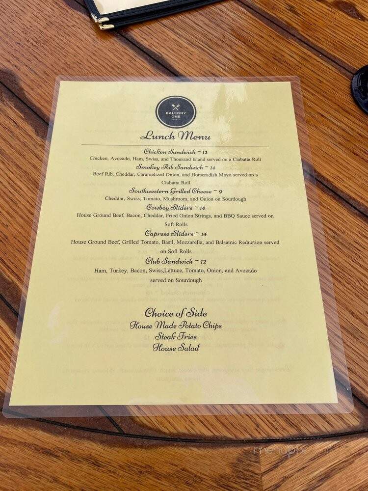 Balcony One - Virgin, UT menu_pic