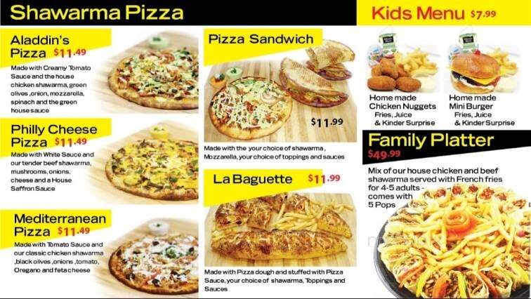 Aladdin Shawarma House - Vaughan, ON menu_pic