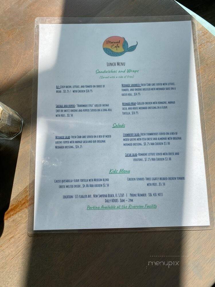 The Mermaid Cafe - New Smyrna Beach, FL menu_pic