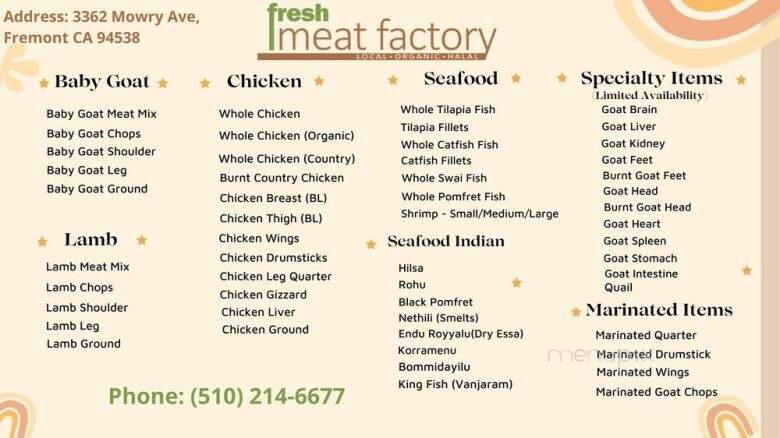 Fresh Meat Factory - Fremont, CA menu_pic