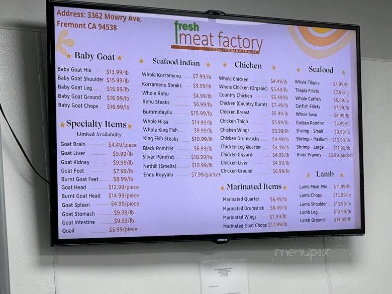 Fresh Meat Factory - Fremont, CA menu_pic