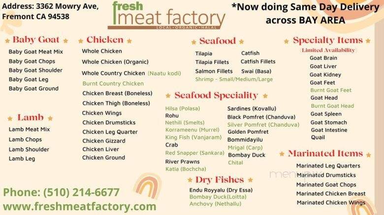 Fresh Meat Factory - Fremont, CA menu_pic