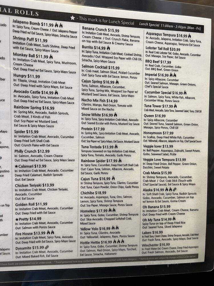 Kibo Sushi - Lake Elsinore, CA menu_pic