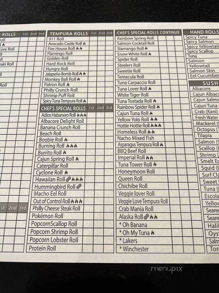 Kibo Sushi - Lake Elsinore, CA menu_pic