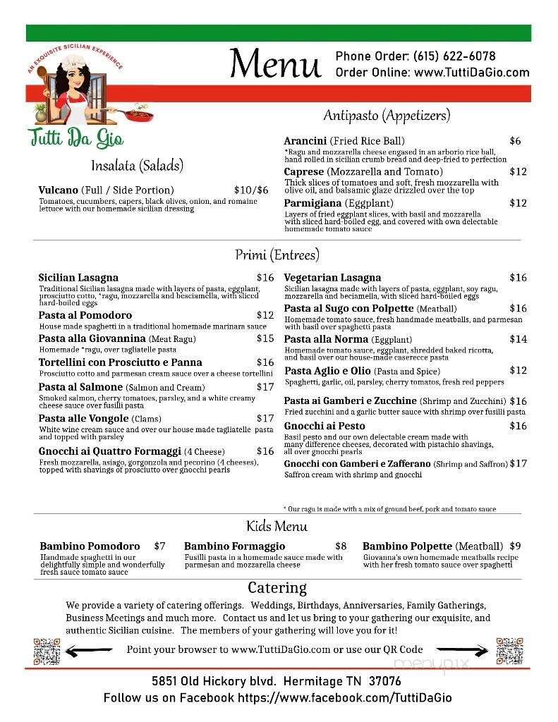 Tutti Da Gio - Hermitage, TN menu_pic