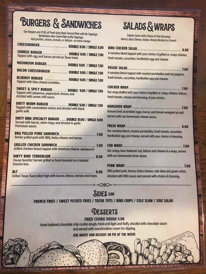 The Dirty Bird Bar and Grill - Carthage, IL menu_pic