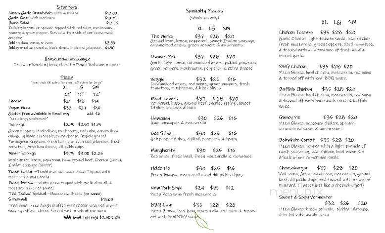 West End Pizza - Fairfield, VT menu_pic