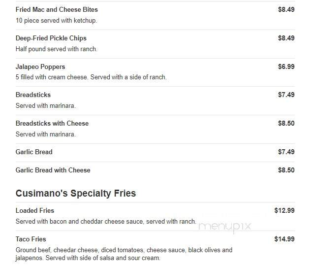 Cusimanos Pizzeria - Lockport, NY menu_pic
