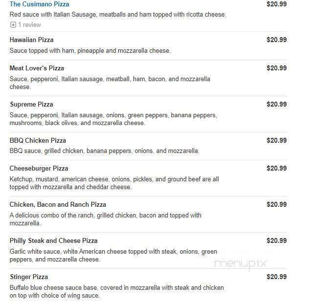 Cusimanos Pizzeria - Lockport, NY menu_pic